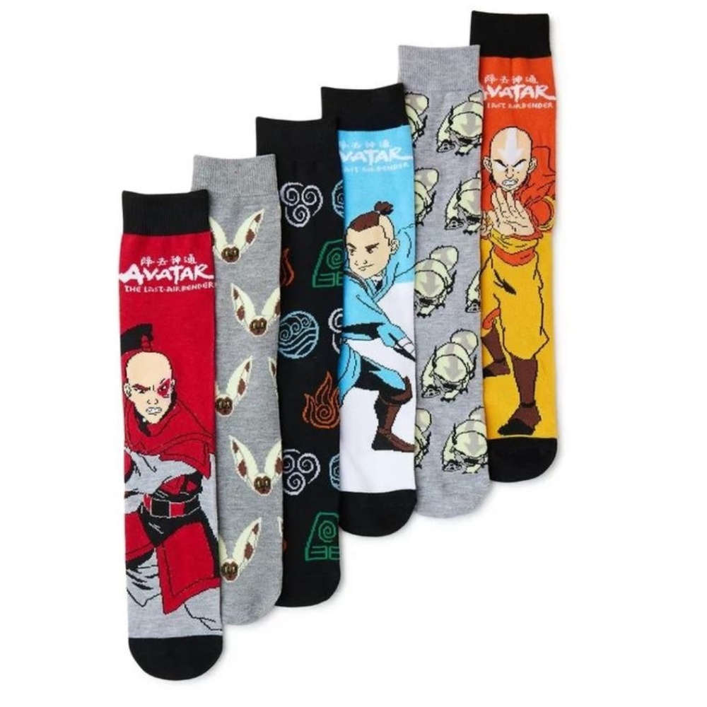 Avatar The Last Airbender 6 pair Crew Socks